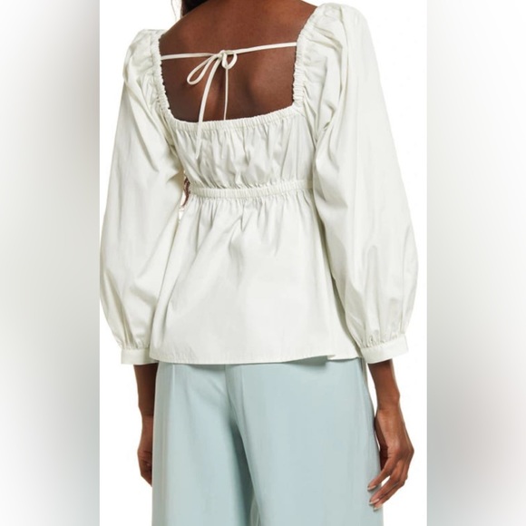 Open Edit Ivory Cotton Poplin Babydoll Top Size Small NWT - Picture 2 of 16